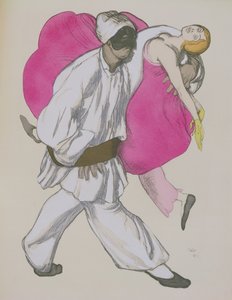 Pukusuunnittelua Paminalle ja Monostatosille Wolfgang Amadeus Mozartin (1756-91) "Taikahuilussa" 1922